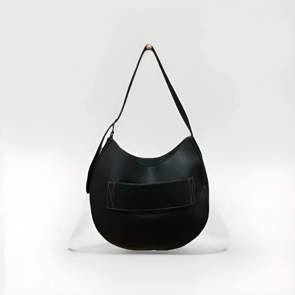 Max Studio The Pebble Grain Travel Hobo Black Bag - XL
